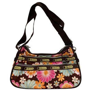 LeSportsac Floral Crossbody Hobo Bag Womens Multicolor Travel Casual